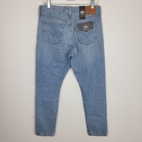 Levi NWT 501 S High Rise Skinny Leg Distressed Button Fly Light Wash Jeans 29 - Picture 7 of 8